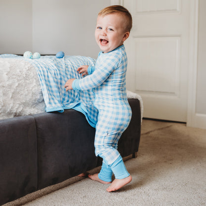 SKY BLUE GINGHAM DREAM ROMPER