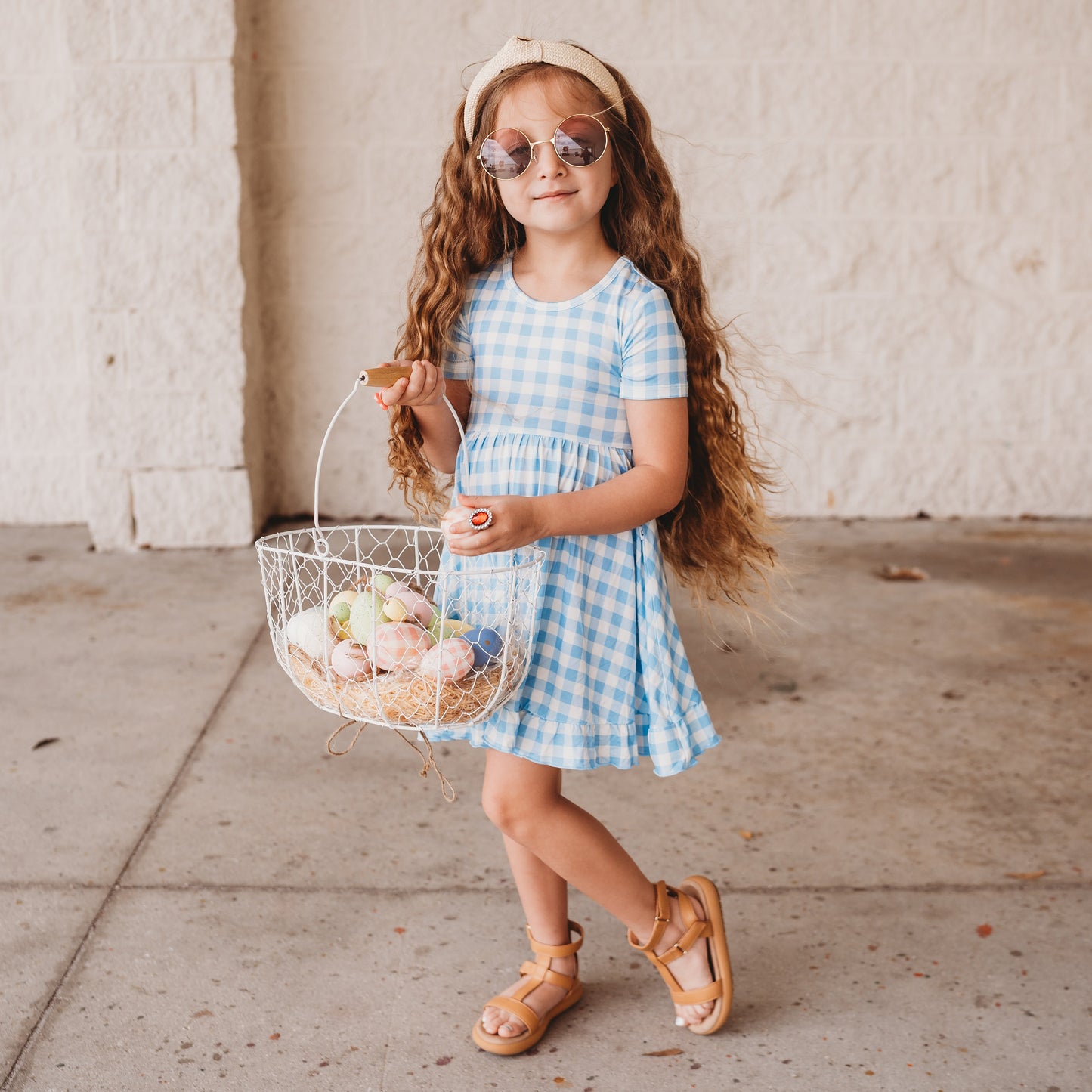 SKY BLUE GINGHAM DREAM RUFFLE DRESS