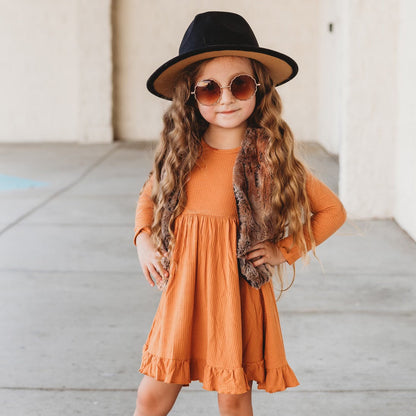 PUMPKIN RIB DREAM RUFFLE DRESS