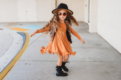 PUMPKIN RIB DREAM RUFFLE DRESS