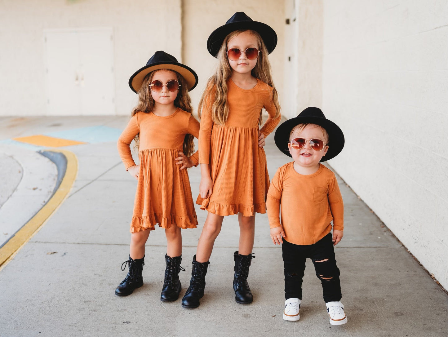 PUMPKIN RIB DREAM RUFFLE DRESS