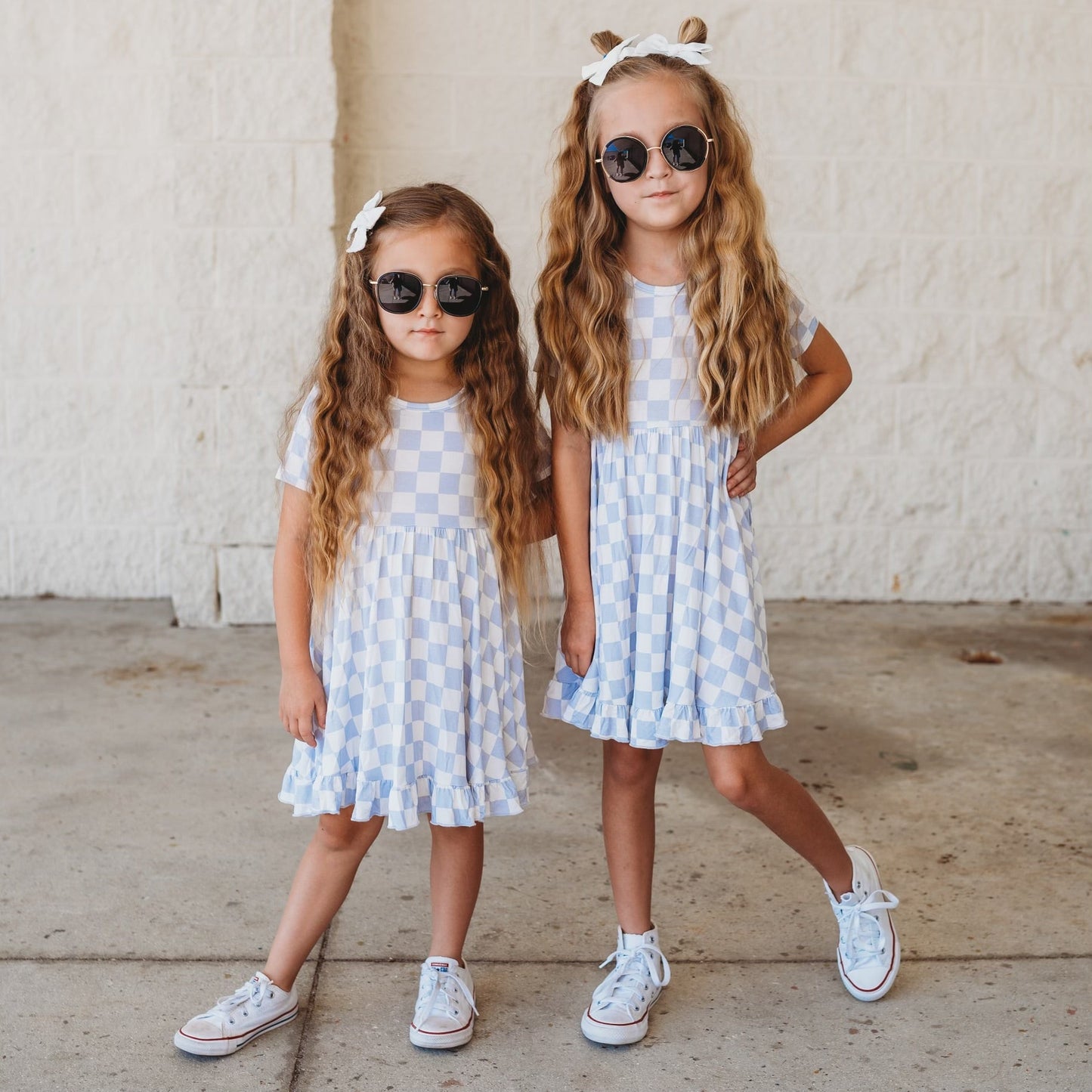 CLOUDY CHECKERS DREAM RUFFLE DRESS