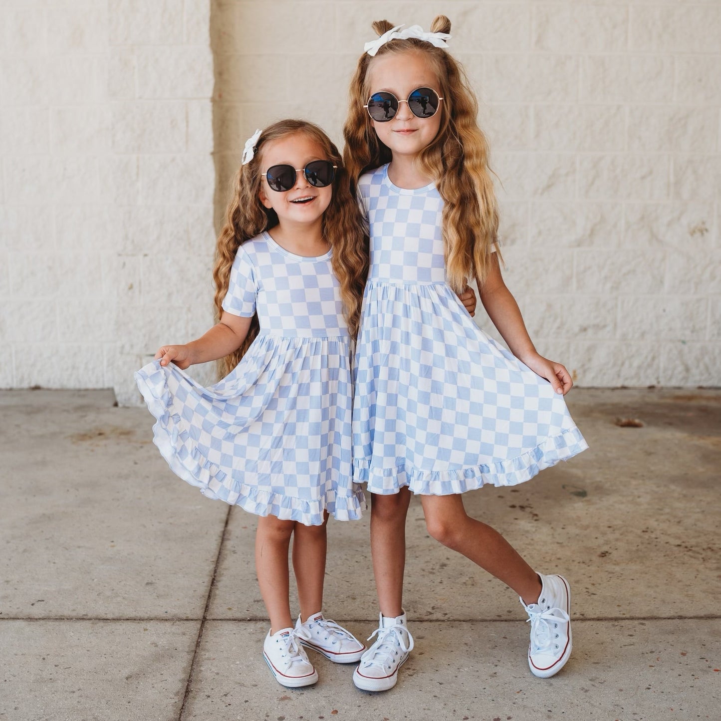 CLOUDY CHECKERS DREAM RUFFLE DRESS