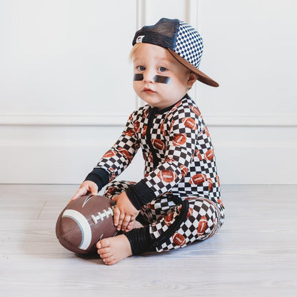 CHECKERED FOOTBALL DREAM ROMPER