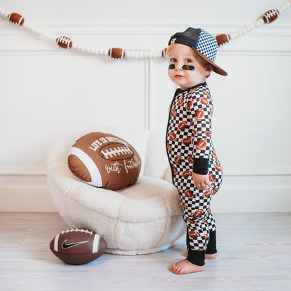 CHECKERED FOOTBALL DREAM ROMPER