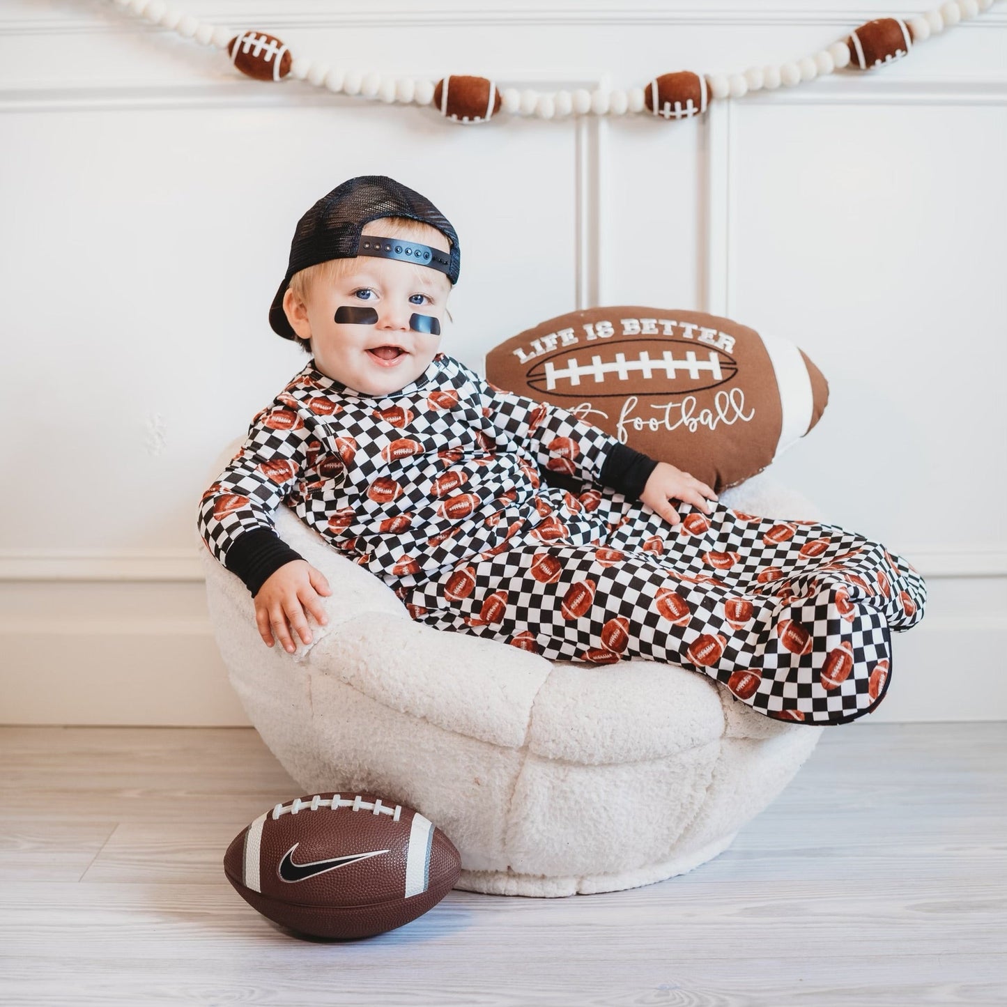 CHECKERED FOOTBALL DREAM SLEEP SACK