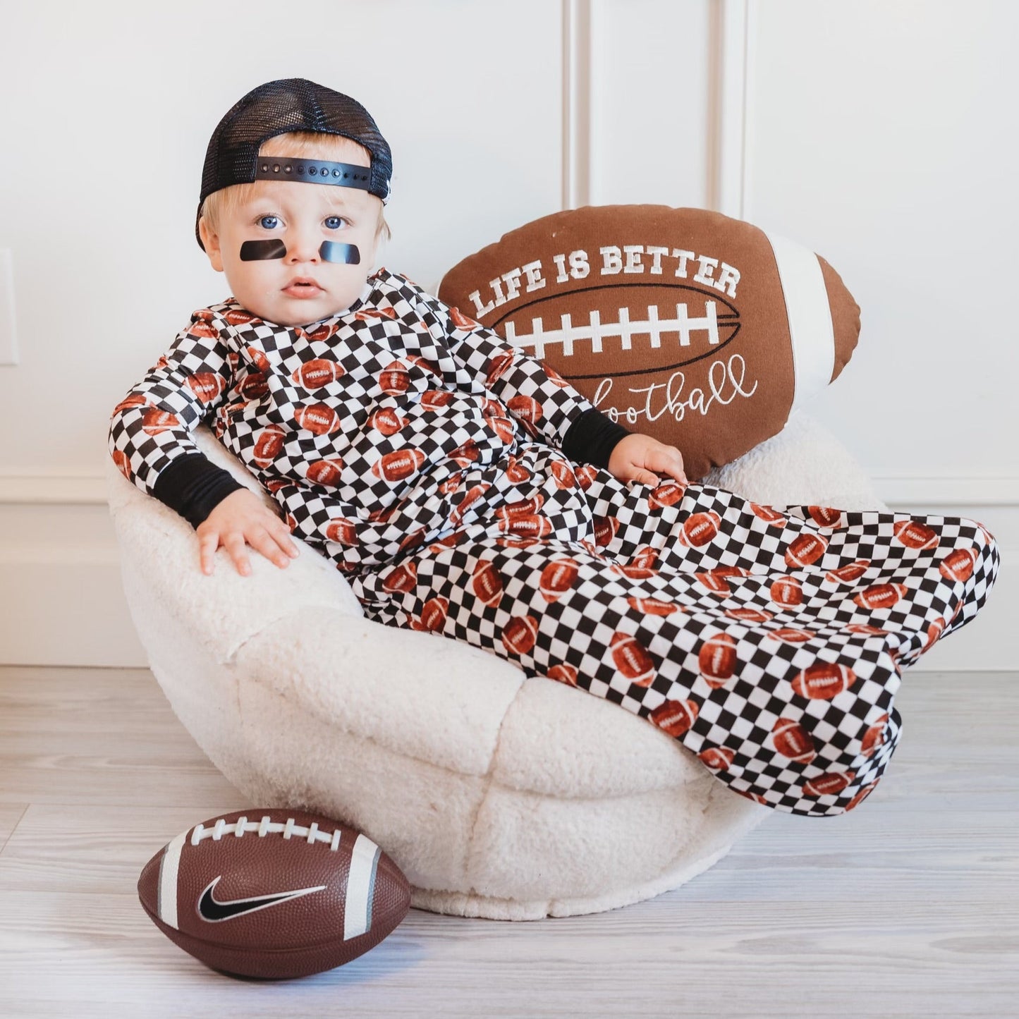 CHECKERED FOOTBALL DREAM SLEEP SACK