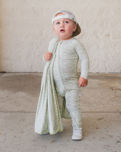 SAGE WAVY CHECKERS DREAM ROMPER