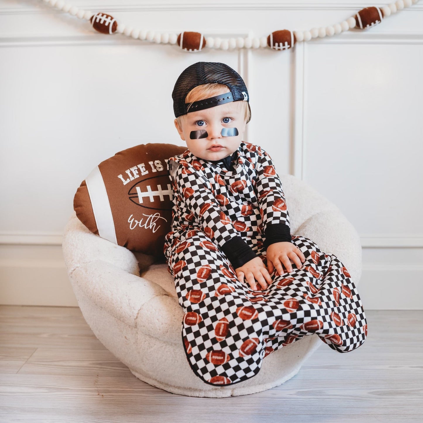 CHECKERED FOOTBALL DREAM SLEEP SACK