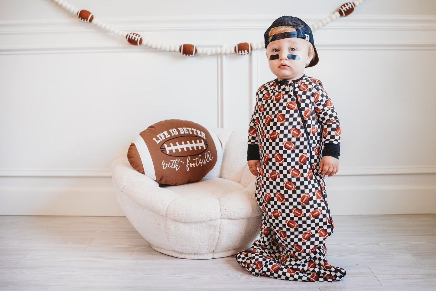 CHECKERED FOOTBALL DREAM SLEEP SACK