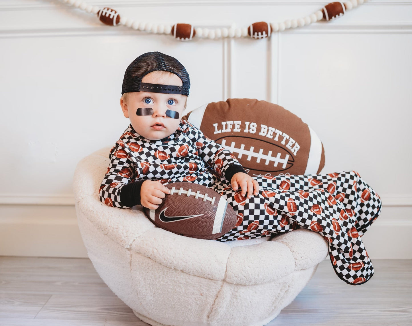 CHECKERED FOOTBALL DREAM SLEEP SACK