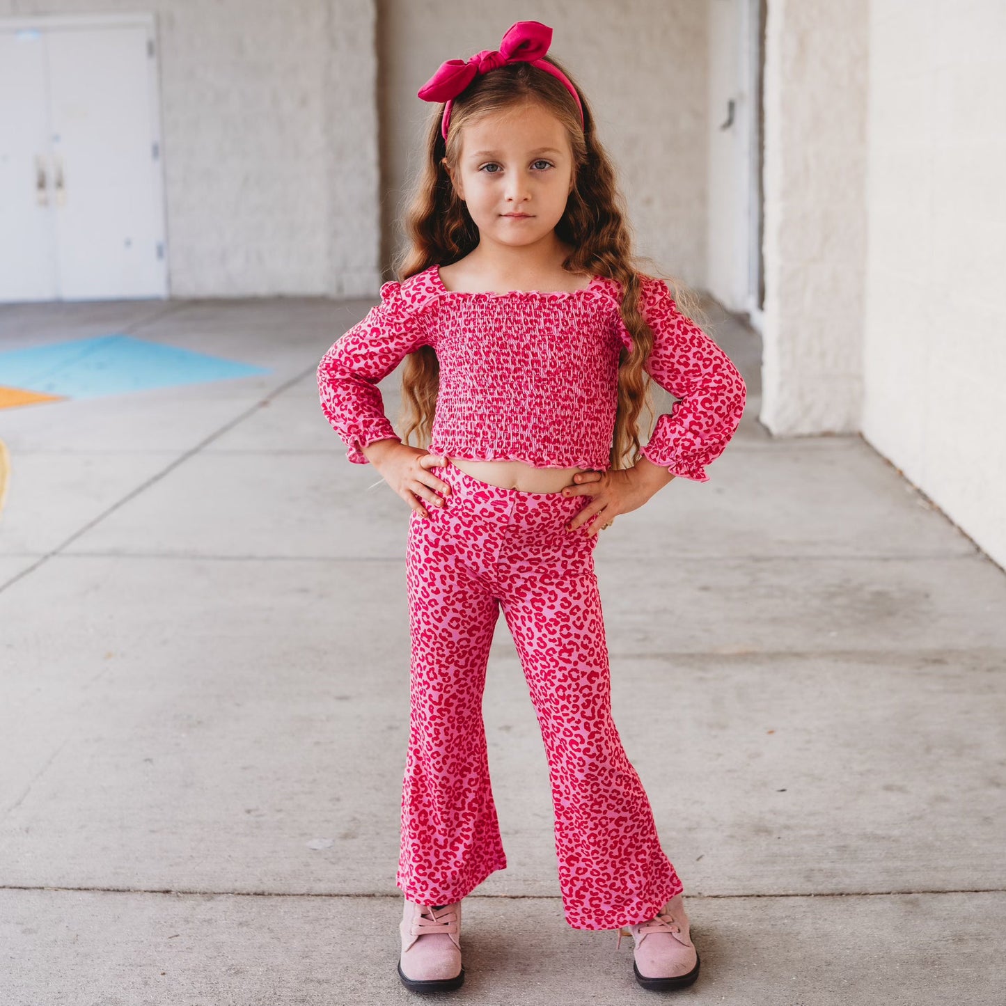 LOVE LEOPARD DREAM SMOCKED FLARE SET