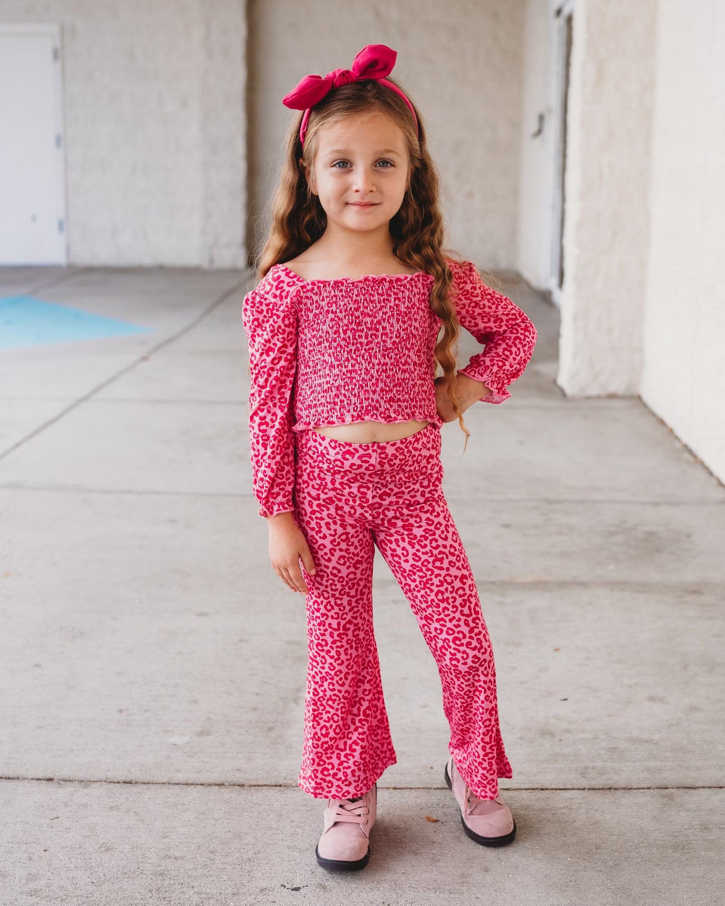 LOVE LEOPARD DREAM SMOCKED FLARE SET