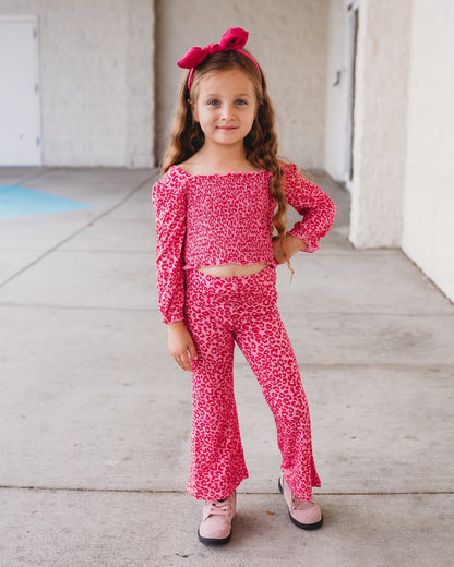 LOVE LEOPARD DREAM SMOCKED FLARE SET