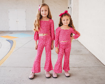 LOVE LEOPARD DREAM SMOCKED FLARE SET