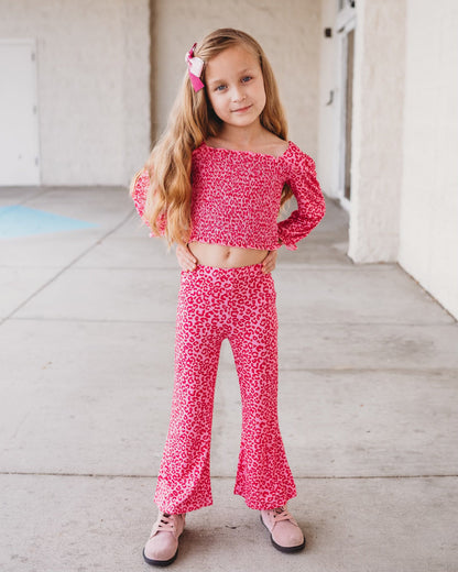 LOVE LEOPARD DREAM SMOCKED FLARE SET