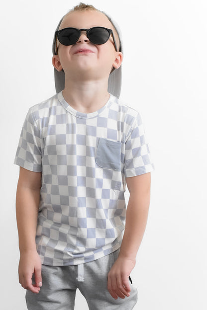 CLOUDY CHECKERS DREAM POCKET TEE