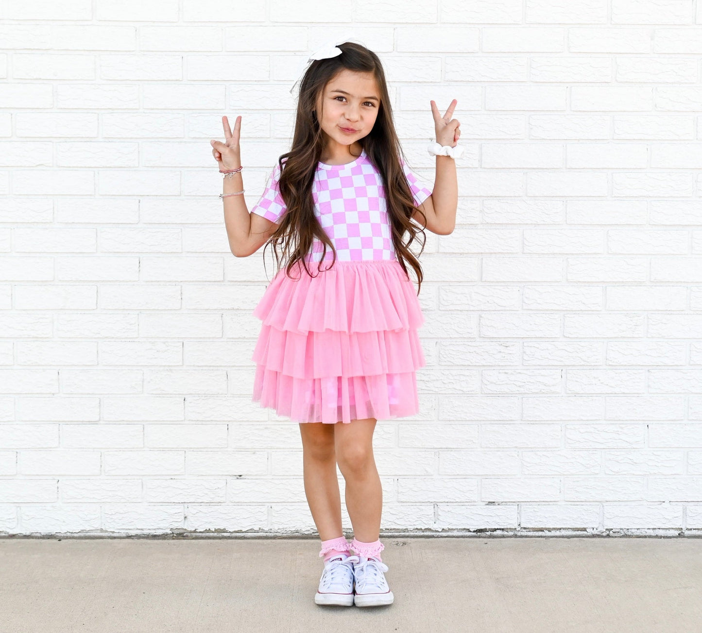 BUBBLEGUM CHECKERS DREAM TUTU DRESS