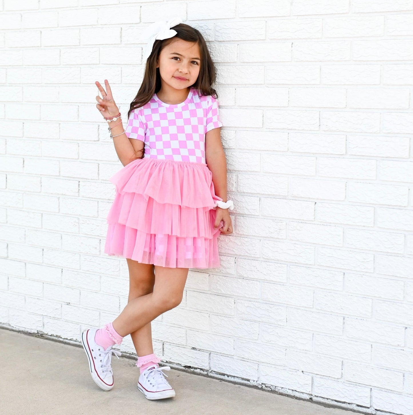 BUBBLEGUM CHECKERS DREAM TUTU DRESS