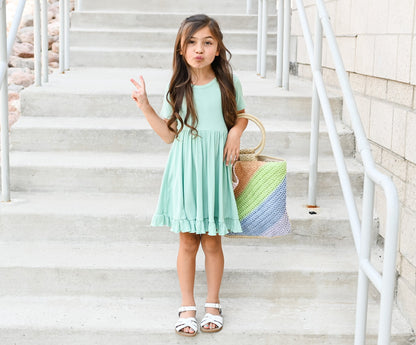 MINT RIB DREAM RUFFLE DRESS