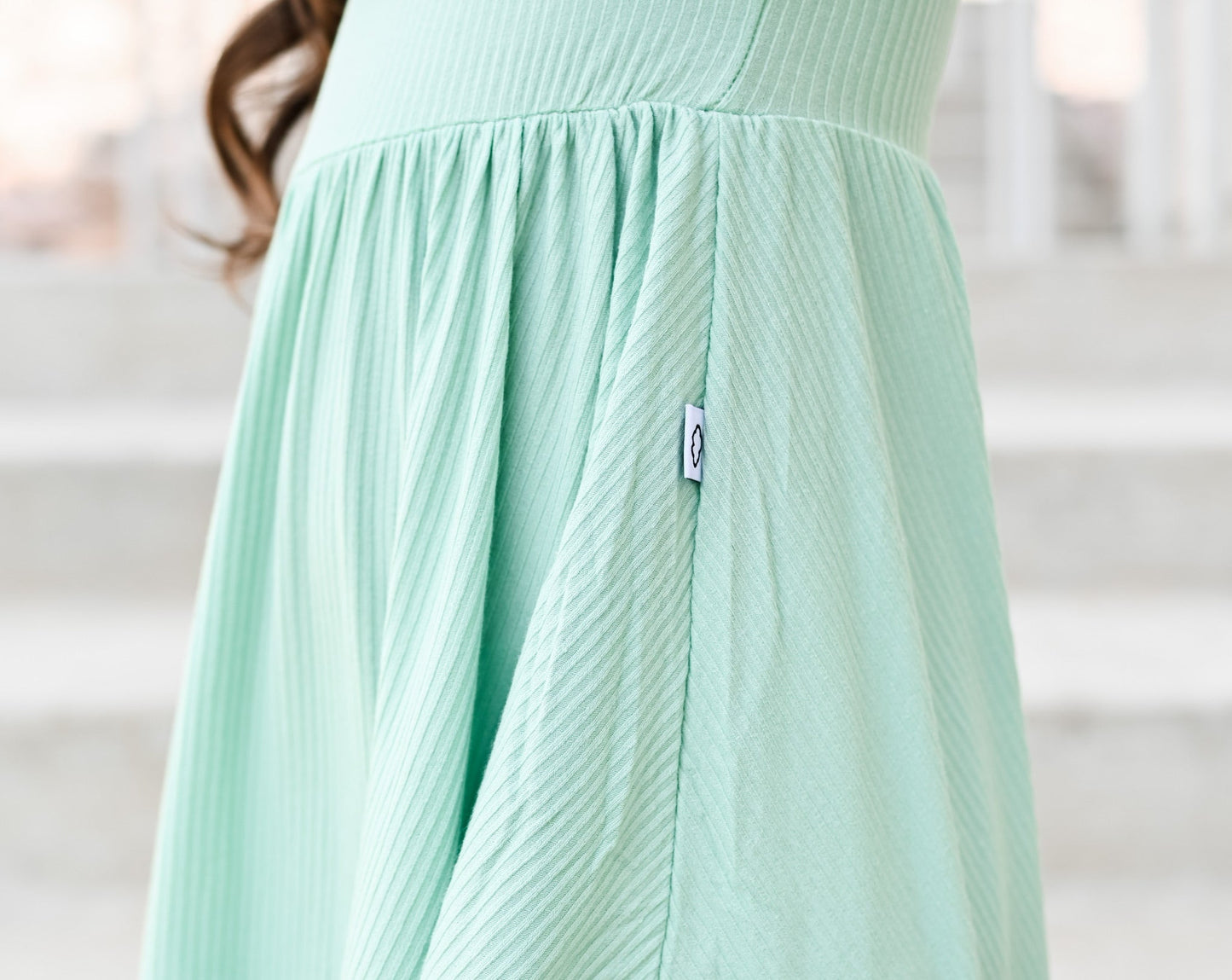 MINT RIB DREAM RUFFLE DRESS