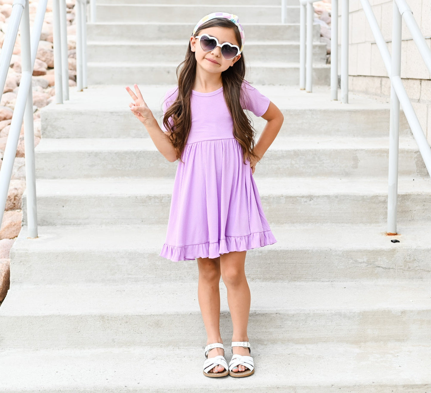 PURPLE RIB DREAM RUFFLE DRESS