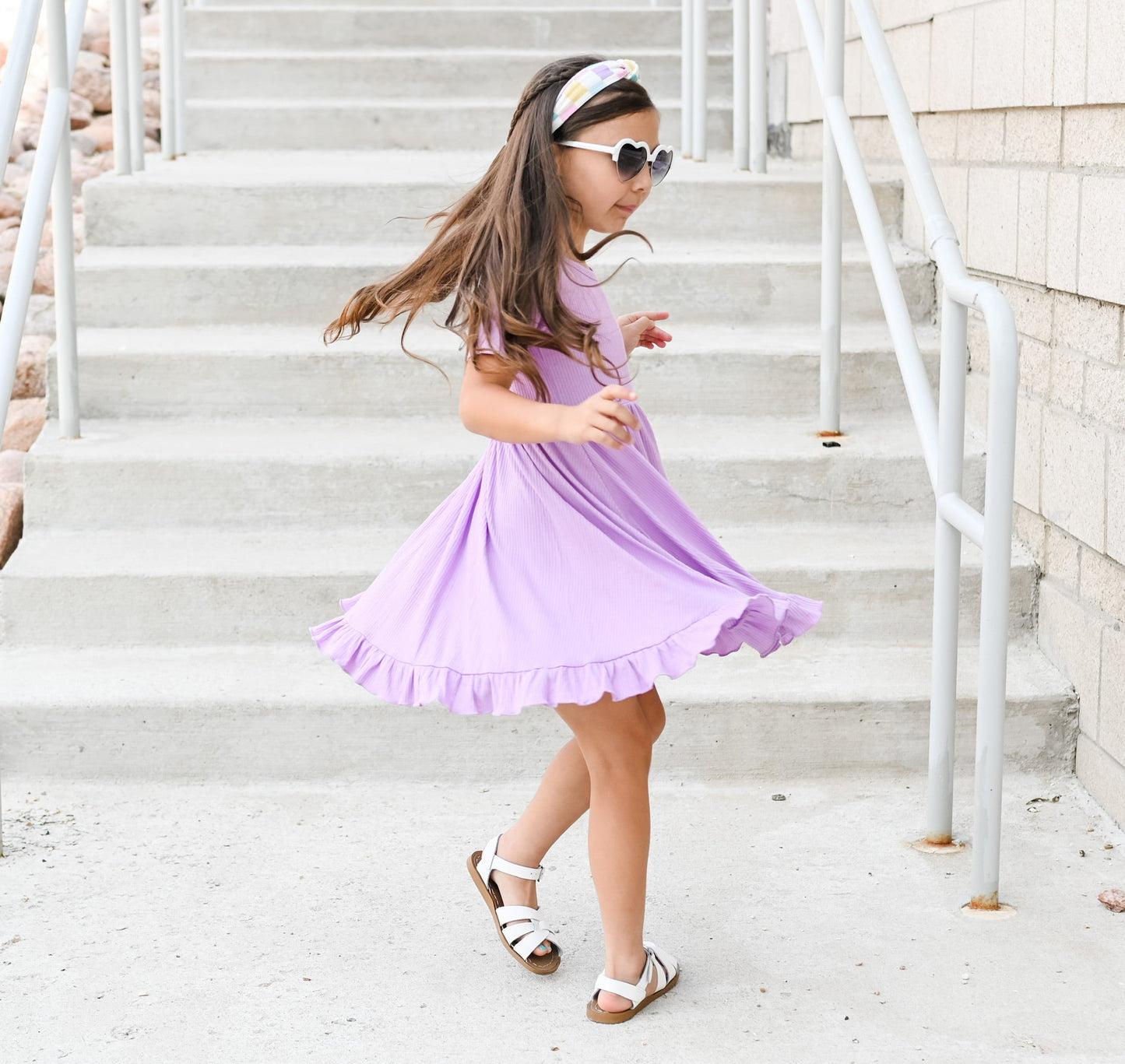 PURPLE RIB DREAM RUFFLE DRESS