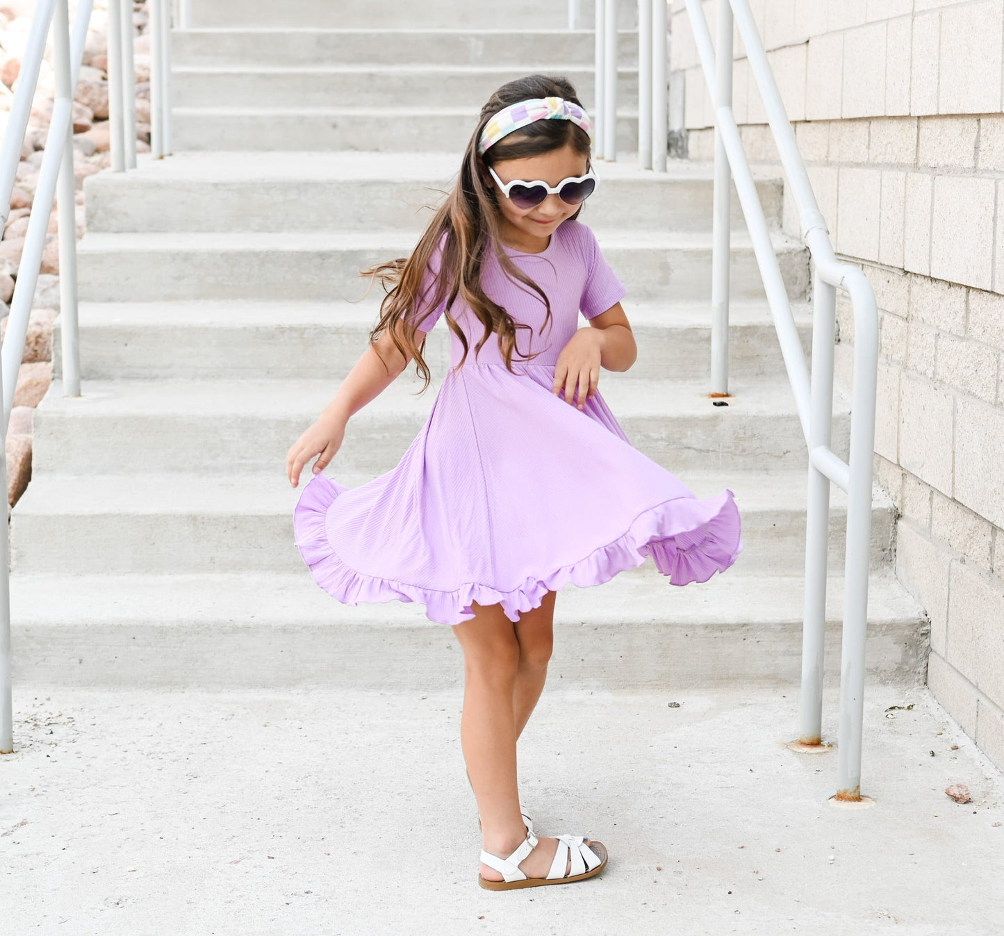 PURPLE RIB DREAM RUFFLE DRESS