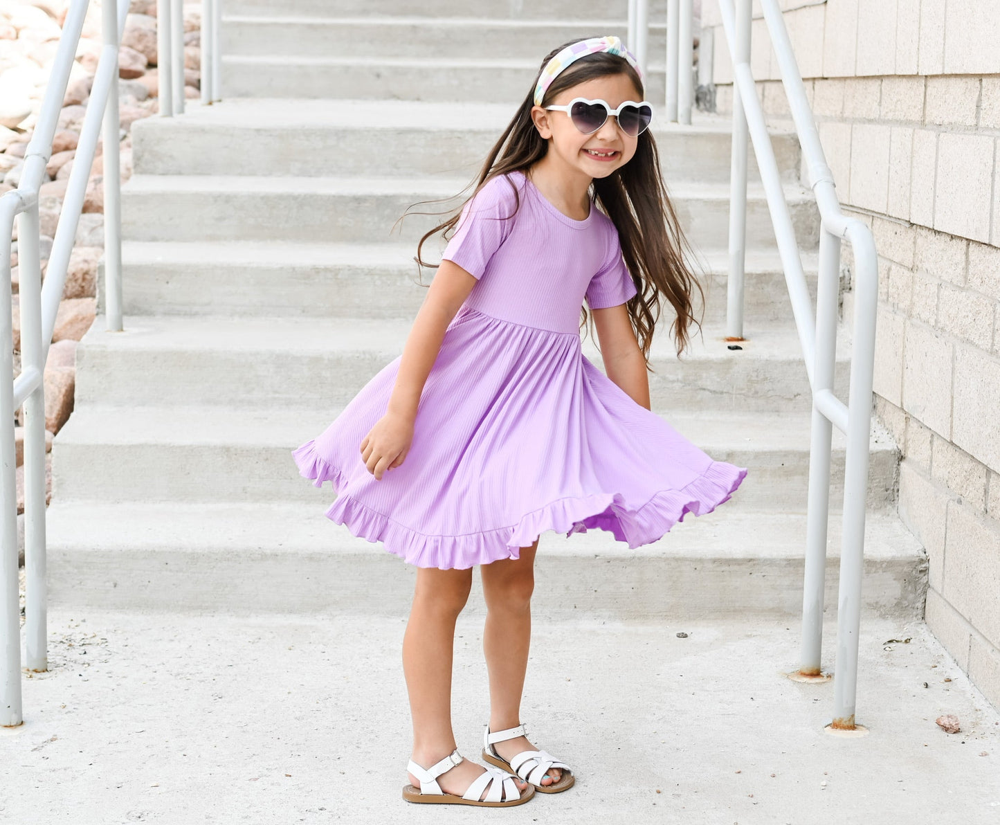 PURPLE RIB DREAM RUFFLE DRESS