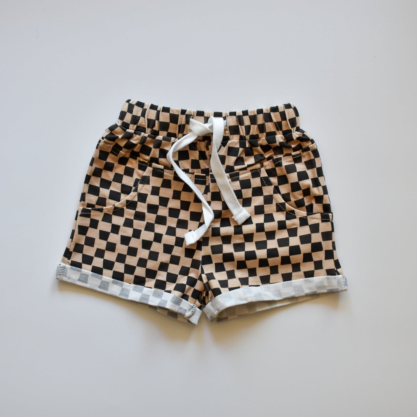 CHECK 'YA LATER SHORTS - BROWN/BEIGE