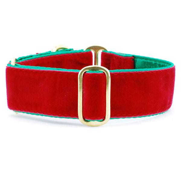 Holiday Velvet – Red/Green Martingale Dog Collar