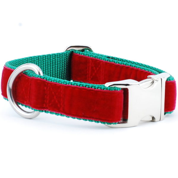 Red/Green Holiday Velvet Essential Buckle Martingale Dog Collar