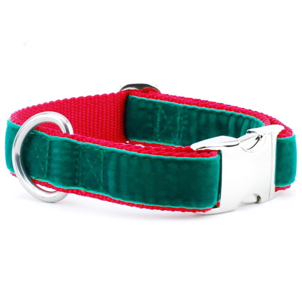 Green/Red Holiday Velvet Essential Martingale Dog Collar