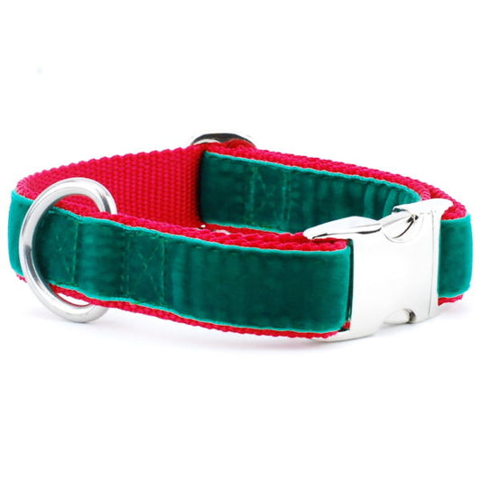 Green/Red Holiday Velvet Essential Martingale Dog Collar