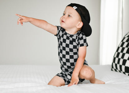 CHARCOAL CHECKERS DREAM SHORT SET