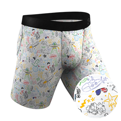 The Daily Detention | Doodle Long Leg Ball Hammock® Pouch Underwear with Fly