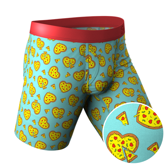 The Deep Dish | Pizza Hearts Long Leg Ball Hammock® Pouch Underwear With Fly