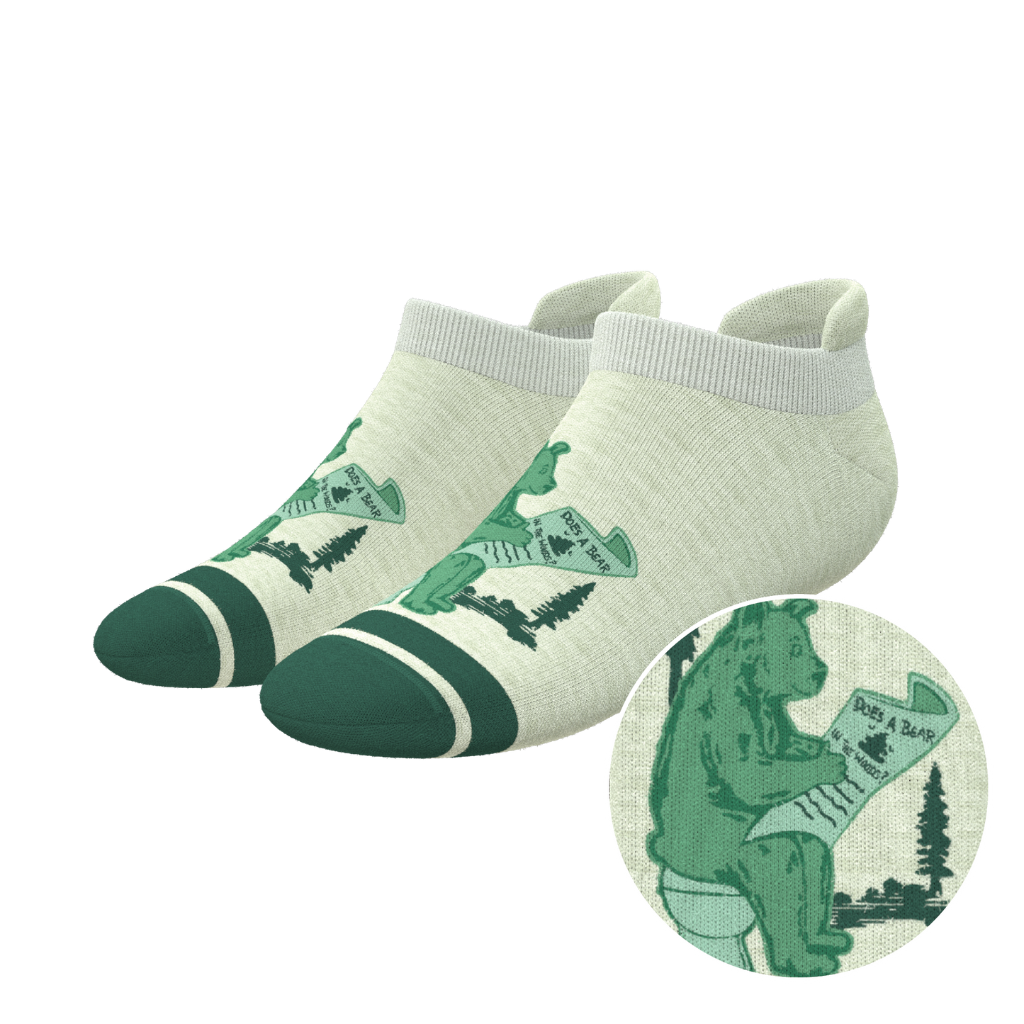 The Does A Bear | Green Toilet Bear Heel Hammock™ Ankle Socks