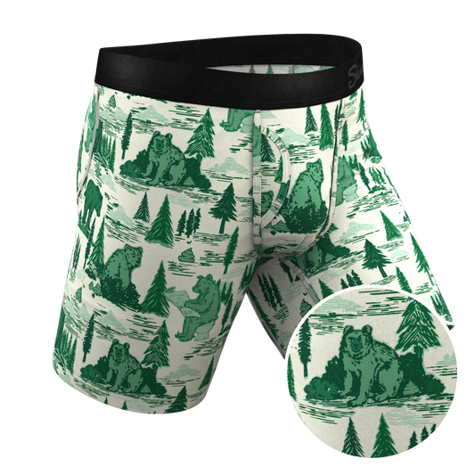 The Does A Bear | Green Toilet Bear Long Leg Ball Hammock® Pouch Underwear With Fly