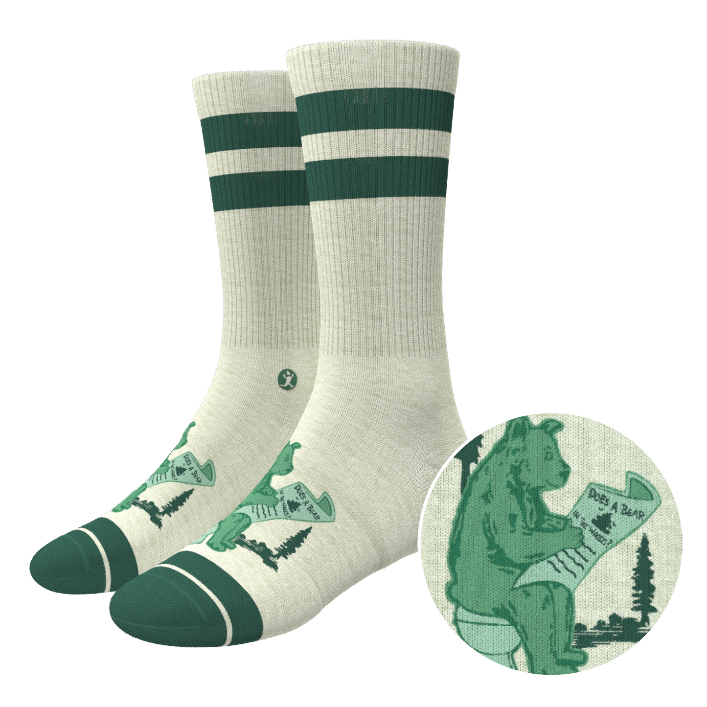 The Does A Bear | Green Toilet Bear Heel Hammock™ Crew Socks