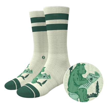 The Does A Bear | Green Toilet Bear Heel Hammock™ Crew Socks