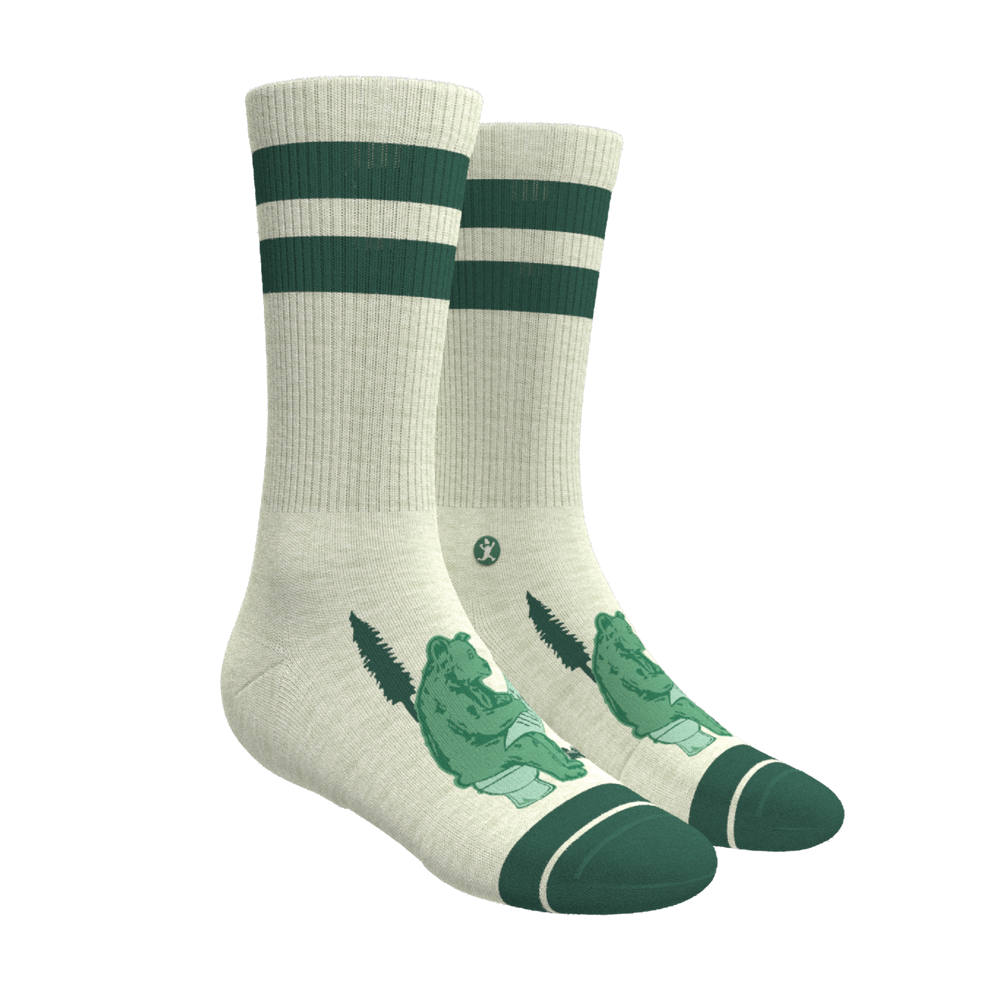 The Does A Bear | Green Toilet Bear Heel Hammock™ Crew Socks