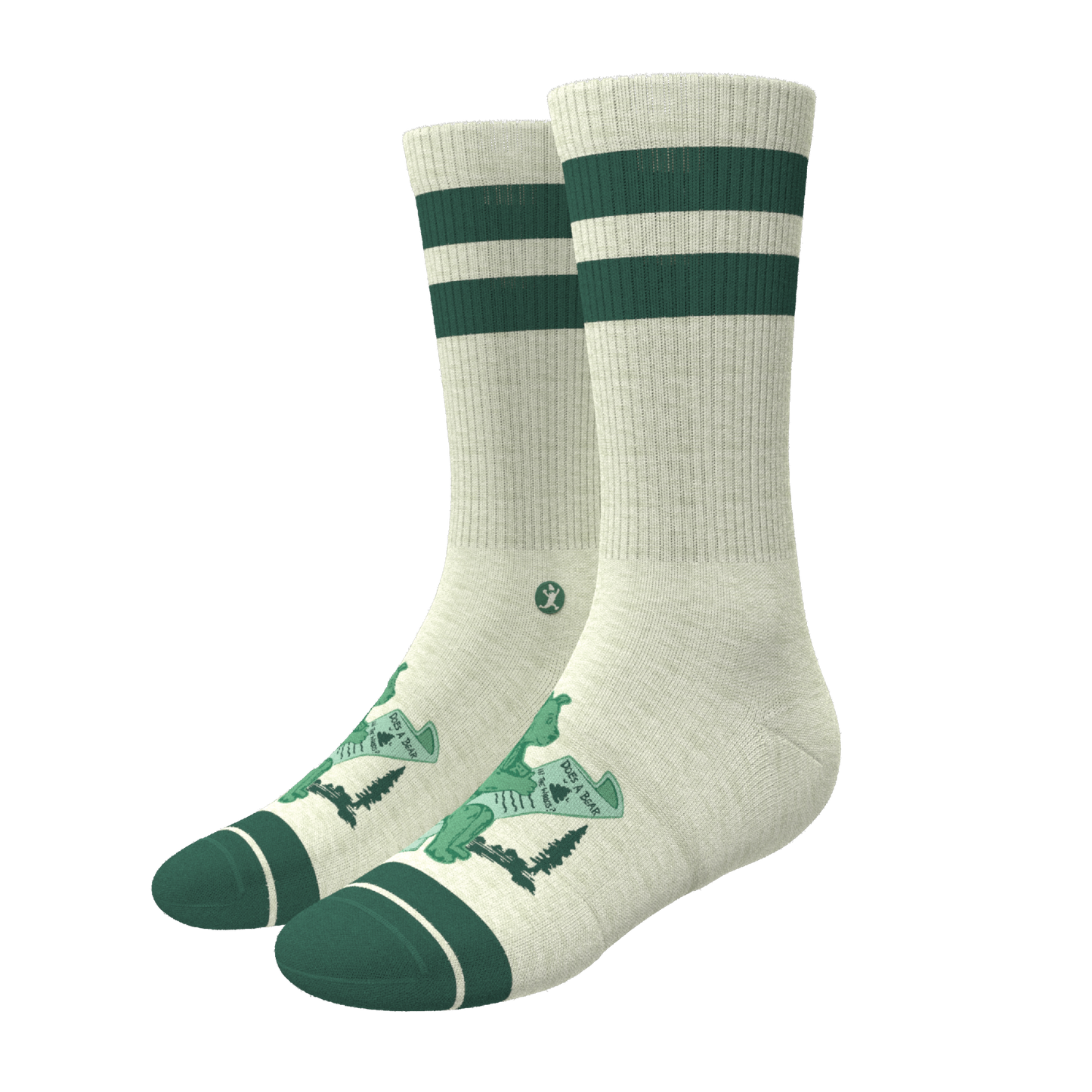 The Does A Bear | Green Toilet Bear Heel Hammock™ Crew Socks