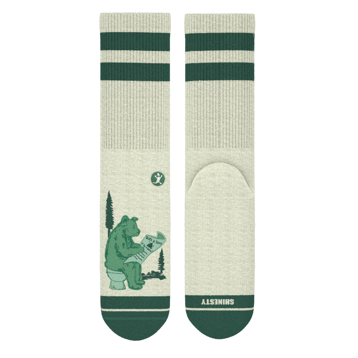 The Does A Bear | Green Toilet Bear Heel Hammock™ Crew Socks