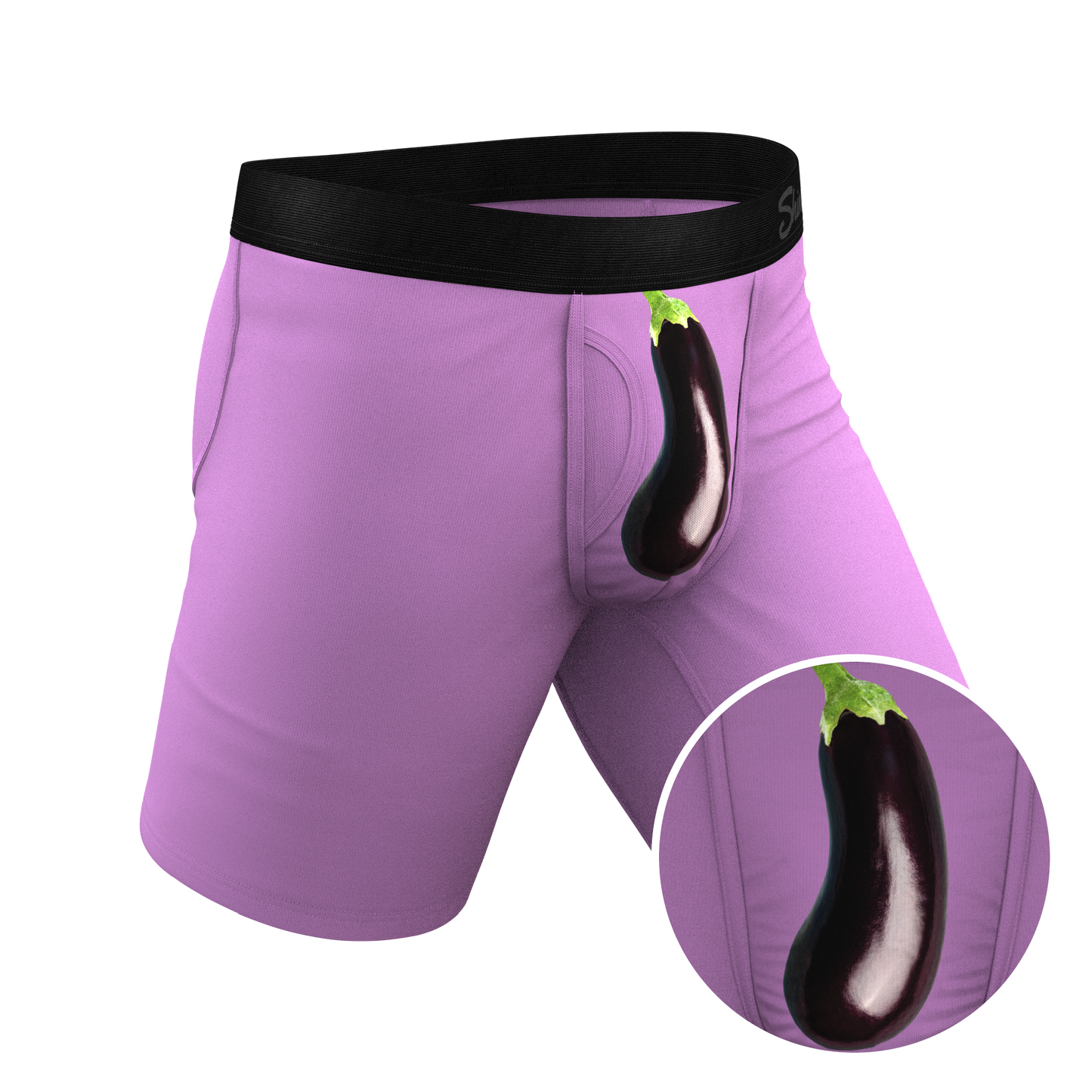 The Double Entendre | Eggplant Long Leg Ball Hammock® Pouch Underwear With Fly