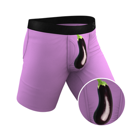 The Double Entendre | Eggplant Long Leg Ball Hammock® Pouch Underwear With Fly