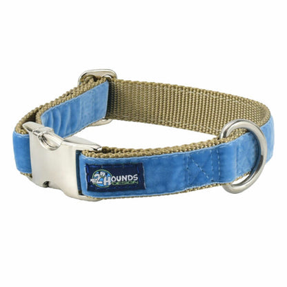 Dusty Blue Velvet Essential Buckle Martingale Dog Collar