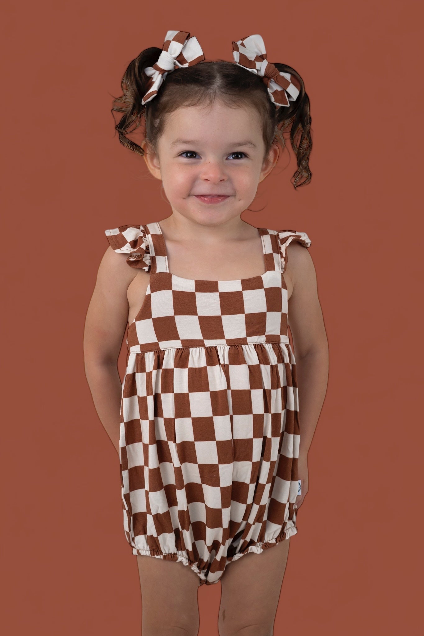 COPPER CHECKERS DREAM BUBBLE ROMPER