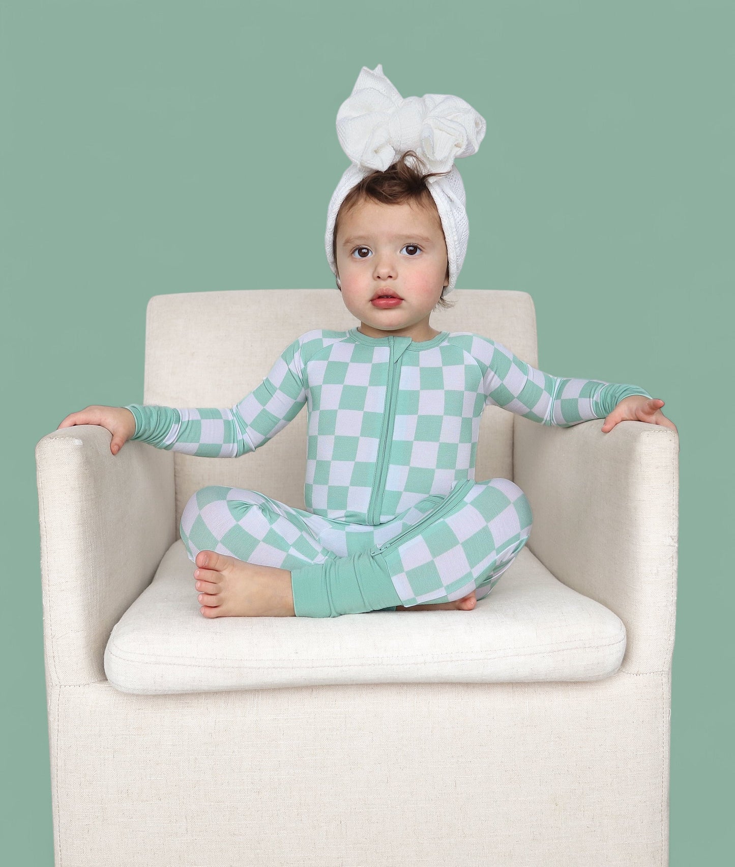 MINT CHECKERS DREAM ROMPER