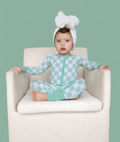 MINT CHECKERS DREAM ROMPER